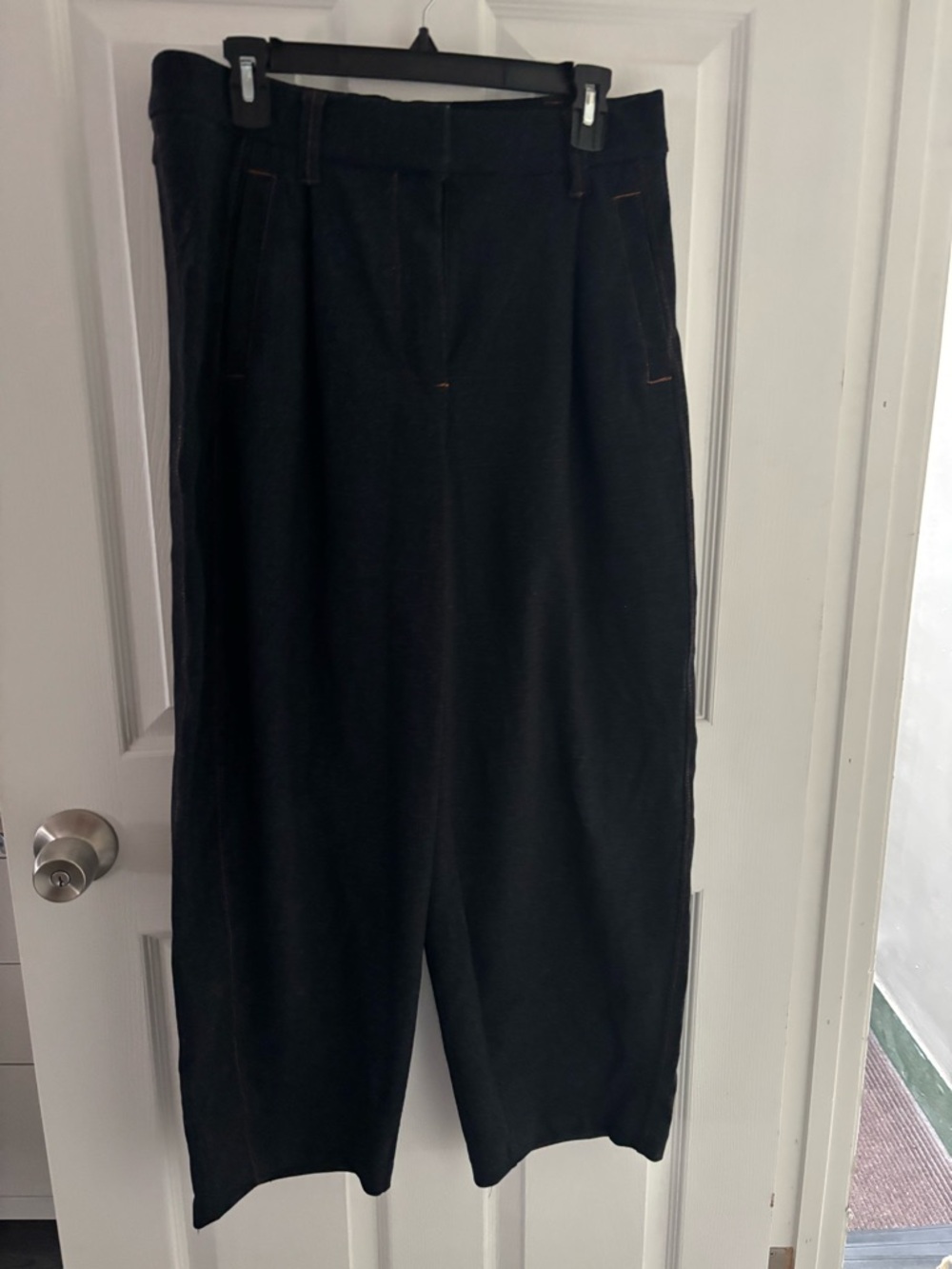 Wit & Wisdom Black Wide-Leg Trousers with Contrast Stitch